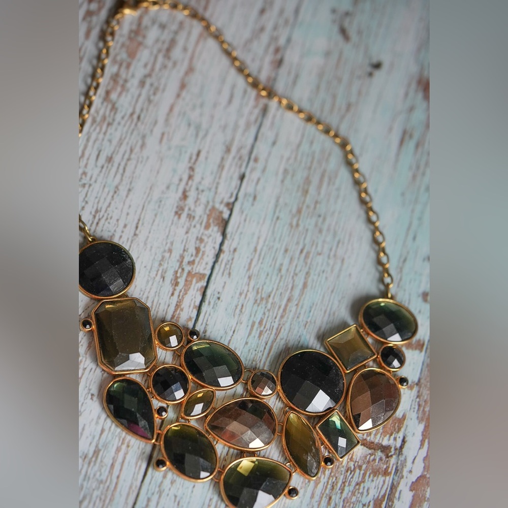 Joan Rivers Large Gemstone Statement Necklace Vintage 90s